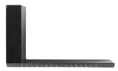 Slick Pocket Marking Edge Ruler For Precise Parallel Lines And Mortise Layouts, black anodized aluminum, showing measurement holes