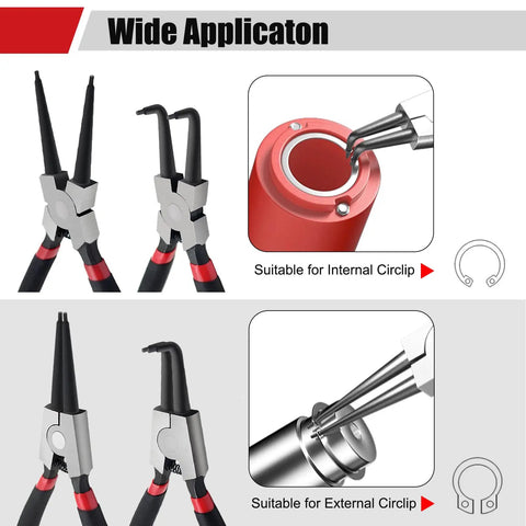 4 Pack 7 Inch Snap Ring Pliers Set With Storage Pouch Heavy Duty Internal And External Circlip Pliers Kit With Straight And Bent Jaw