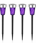 Solar Powered Bug Zapper Outdoor 4 Pack for Yard Garden Patio IP65 Waterproof with Auto On Off and Purple or White Light