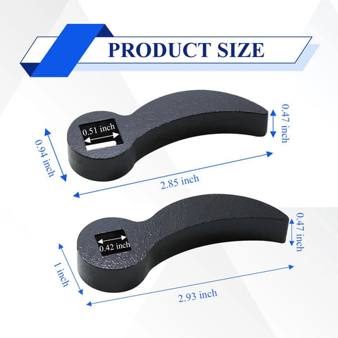 Product dimensions for 2 Pack Pry Bar Wrench Adapter For Half Shaft Removal, One Half Inch And Three Eighths Inch Square Carbon Steel Crowbar Heads.