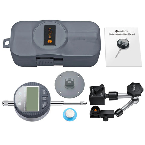 Digital Dial Indicator Set With Magnetic Base 1 Inch Travel 0.0005 To 0.01 Inch Resolution Pro Grade Great For 3D Printers