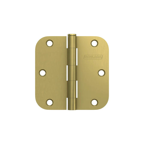 Built Like A Tank 3.5 Inch Door Hinges With 5/8 Radius Corners In Satin Brass Three Pack Heavy Duty Steel Builders Hardware Offers Butter Smooth Operation And Zero Hassle Installation