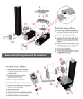 Assembly diagram for Heavy Duty All Metal Mini Bench Drill Press 36W, detailing parts and installation steps.