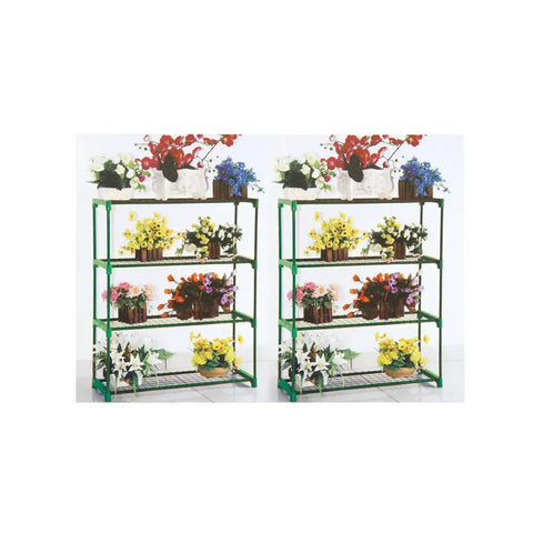 Two Pack Display Storage Racking For Garden And Greenhouse Staging, 4 Tier Free Standing Shelving Unit For Plants, Shed And Garage, Durable Versatile Racks With 90cm Wide By 31cm Deep By 106cm High