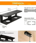Dimensions of Badass Under Desk Laptop Holder With Metal Mount Shelf for Keyboard Home Office Setup, showing adjustable width and installation.