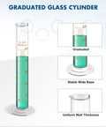 Beaker Set With 4 Glass Beakers And 4 Graduated Cylinders Plus 2 Stirring Rods For Chemistry Experiments Easy Read Measurements