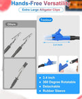 Comparison of alligator clips, showing 3.4-inch 360-degree rotatable clips for a Magnetic Third Hand Soldering Station with magnifier LED