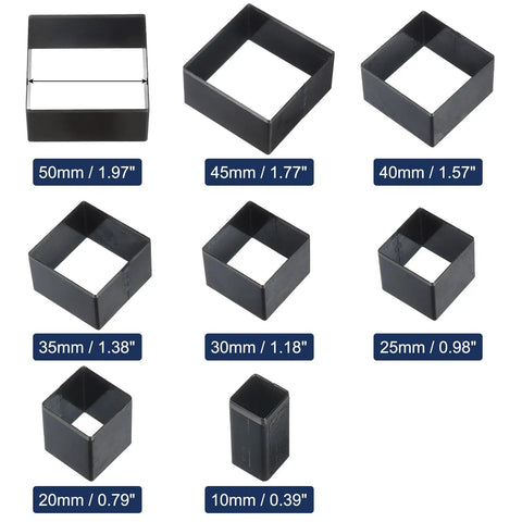 Leather Punch Set Eight Size Square Hollow Cutter Kit Carbon Steel Durable Leather Craft Tool For DIY Projects Displayed