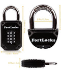 Gym Locker Lock With 4 Digit Combination, Tough As Nails Padlock, Hardened Stainless Steel, Weatherproof For Indoor And Outdoor Use, Easy To Read Numbers, Resettable And Cut Proof, 1 Pack Black, showing padlock dimensions and details.