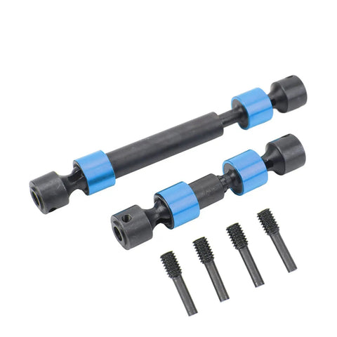 Traxxas Compatible Center Drive Shaft Splined Universal Steel CVD Driveshaft For REVO 3.3 Summit E REVO 2.0 T MAXX RC Cars Adjustable Front 3.11 To 3.62 Inches And Rear 5.08 To 6.3 Inches High Performance Drivetrain Upgrade Blue, two steel shafts with screws