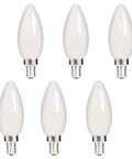 Dimmable LED Filament Candelabra Bulb With E12 Base For Your Chandelier, Frosted Glass, 2700K Warm White, 4.5W 400 Lumens, 6 Pack