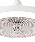 Close-up view of the 3 Color Dimmable - Flush Mount Ceiling Fan, Quiet Light Remote, Bedroom with white blades and light.