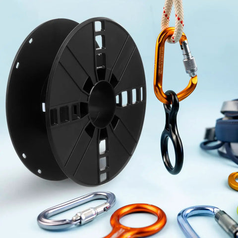 Trail Ready Plastic Cord And Cable Storage Reel Organizer Rock Solid For Easy Roll Out And Zero Mess Organization During Weekend Campouts Or Cross Country Drives Black Two Pack Kit