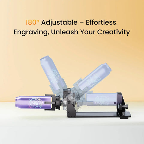 Four In One Laser Rotary Chuck Attachment For Cylindrical Engraving On Wine Glasses Mugs Tumblers And Irregular Shapes That Plays Nice With Ray5 Ray5mini B1 And Most Laser Engravers, side view of device with adjustable positioning.