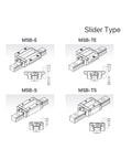 High Precision PMI Linear Guideway Carriage For CO2 Laser Cutting Machine universal metal parts slider types MSB-E, MSB-TE, MSB-S, MSB-TS