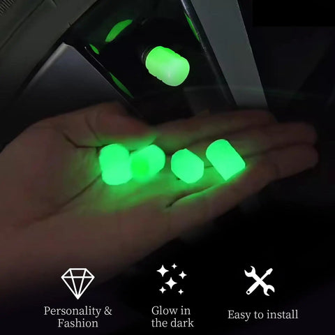 Glow In The Dark Tire Valve Caps 8 Pack Blue And Green Universal Fit For Cars SUVs Trucks Motorcycles And Bicycles Cool Auto Decor