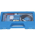 Straight Shot Precision Pneumatic Pencil Die Grinder Kit For Mechanics And Fabricators featuring a blue case and various attachments.