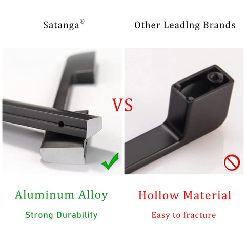Comparison of Aluminum Alloy and Hollow Material in Matte Black Six Point Three Inch Hole Center Cabinet Pulls 5 Pack Modern Bar Style.