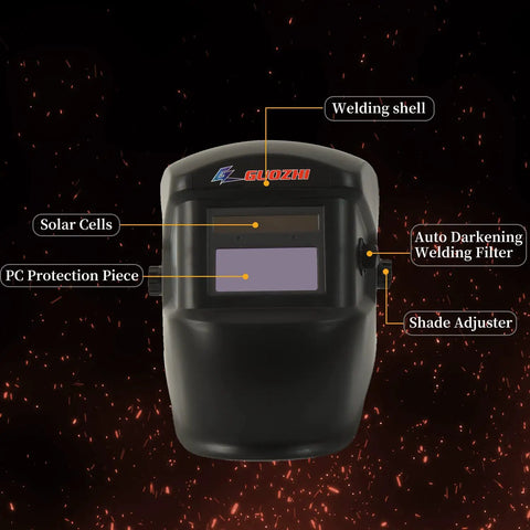 True Color Solar Powered Auto Darkening Welding Helmet With Wide Shade Range 4 To 5 And 9 To 13 For TIG MIG ARC Welding And Grinding