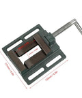 2.5In Lock Down Vise With Heightened Widened Jaws For Max Clamping Force And Stable Workholding On Milling Drilling Machines Durable Steel Bench Clamp Tool Build Quality Guaranteed For Heavy Duty Workshop Projects, showing jaws and measurements.