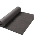 XL Rubber Yoga Mat 78 Inch By 28 Inch Storm Color rolled out showing dual sided non slip grip with natural sustainable rubber material