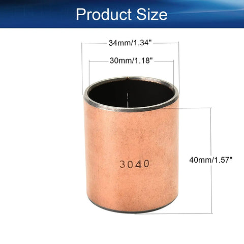 Built Tight 6 Pack Sleeve Bearings With 30 Mm Bore 34 Mm Outside Diameter And 40 Mm Length Slick Oilless Bushings close-up view with size measurements.