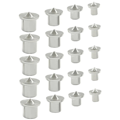 Pro Grade Dowel And Tenon Center Transfer Plugs For Precision Woodworking, set of chrome steel markers in various sizes.