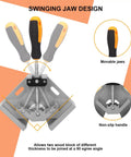 2 Pack Corner Clamps For Woodworking Premium 90 Degree Right Angle Clamps Adjustable Swing Jaw Aluminum Frame