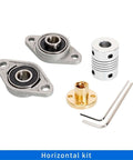 Awesome T8 Lead Screw Kit With 8mm Pitch Vertical Setup Including Smooth Coupling And Sturdy Bracket Support Bearing Assembly For Horizontally Mounted Trapezoidal Drive Systems That Make Projects Fly, horizontal kit parts