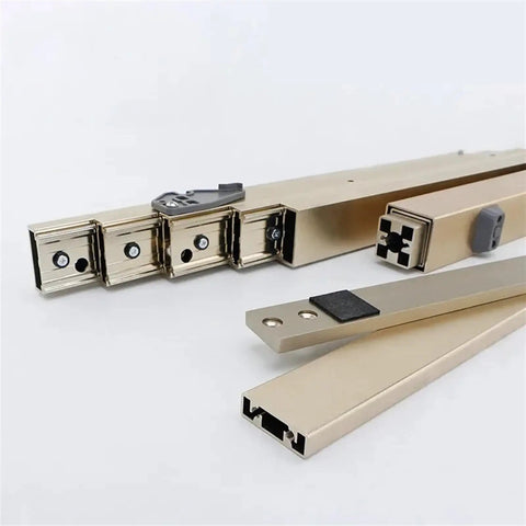 Silky Smooth Hidden Folding Table Rails With Full Extension Ball Bearing Slides showing aluminum frame and mounting hardware.