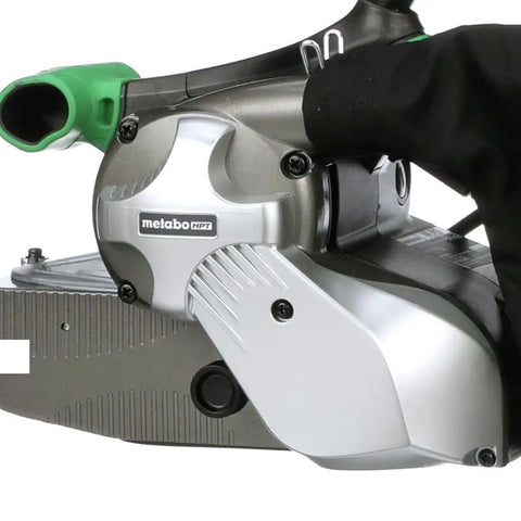 Side view of 3 X 21 Inch Belt Sander For Woodworking With Variable Speed 9 Amp Motor Soft Grip Handle in use, close-up