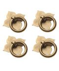 4 Pack Brass Drawer Pulls Antique Brass Cabinet Ring Handles With Mounting Screws 1.89 by 1.69 Inches front view