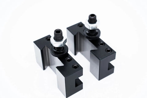 Two Piece Quick Change Lathe Tool Holder Set For Turning And Facing Duties Fits Axa Tool Post Rig Securely Clamps 3 16 Up To 1 2 Square Shank Bits Knockout Steel Build For Any Daily Shop Grind