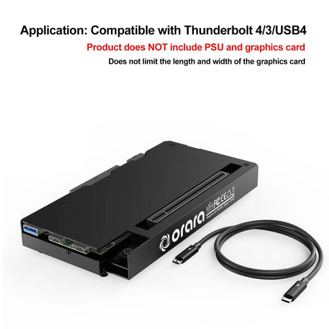 Next Level Thunderbolt 3 And 4 Egpu Dock For Laptops And Mini Pcs Wielding Usb4 Forty Gbps Pipe For Nvidia Geforce And Amd Rtx Cards Pumped By An 85W Pd Brick Dropping Insane Frames For Smooth Gaming Sessions Anytime, shown with USB cable.