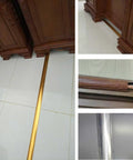 Half Round Aluminum Cable Concealer With Self Adhesive Backing For A Slick Floor Cord Management Solution installed under cabinet