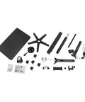 Smooth Rolling Adjustable Height Tattoo Workstation With Bright Led Panel And Smart Storage Rack For Your Professional Mobile Art Studio Daily Grind And Heavy Duty Gear parts layout including black tabletop, wheels, and LED components.