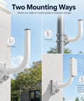 Rock Solid Universal Wireless Bridge Bracket Mount 2 Pack 150 Degree Adjustable Antenna J Pole Mount for wall and pole installations.