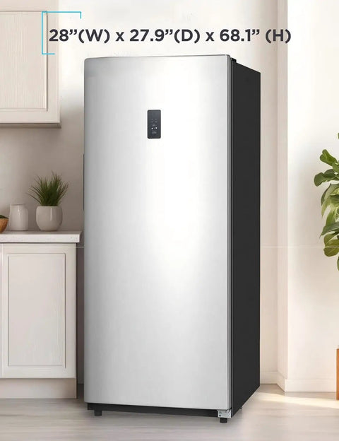 Heavy Lifter 14 Cubic Foot Convertible Freezer And Refrigerator With No Sweat Frost Free Build in kitchen setting, measuring 28"W x 27.9"D x 68.1"H.
