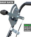 Close-up of adjustable drop rate mechanism on 60 Pound Walk Behind Drop Spreader With 15000 Square Feet Coverage