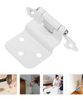 Four Pack White Powder Coated Iron Cabinet Hinges That Self Close No Slam Soft Close For Kitchen Cupboard Doors Replacement Hardware For Quiet Durable Door Action