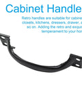 Single black metal pull handle in vintage barn door style for cabinets, drawers, and dressers, 4 Pack Black Pull Handles Vintage Barn Door Style