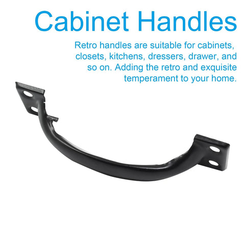 Single black metal pull handle in vintage barn door style for cabinets, drawers, and dressers, 4 Pack Black Pull Handles Vintage Barn Door Style