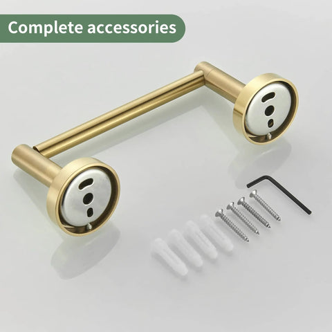 Gold Brushed Toilet Paper Holder And Towel Ring Set For Bathroom Wall Mount Double Post SUS304 Stainless Steel 2 Piece Versatile Horizontal Or Vertical Install Slick Premium Bath Hardware with mounting accessories