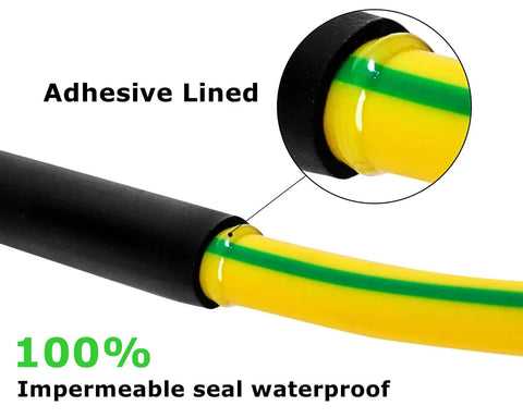 Waterproof Heat Shrink Tubing Kit With 270 Pieces, 6 Sizes, 2 Colors, 2 Lengths, Adhesive Lined Shrink Wrap showing adhesive seal