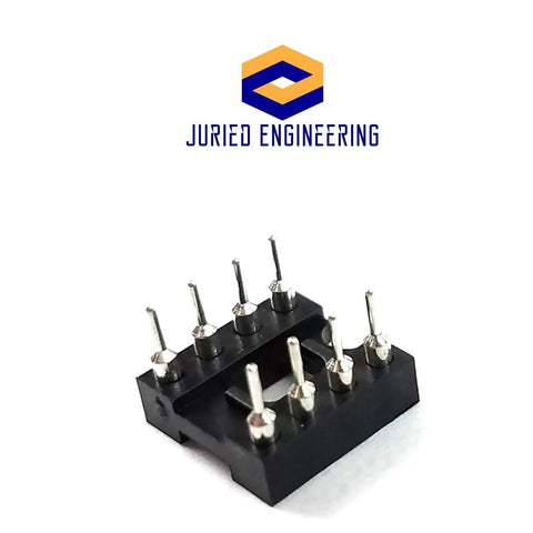 Pro Grade DIP-8 IC Socket With Machined Round Contact Pins 2.54mm Pitch, 8 Pin Breadboard Friendly displayed on white background