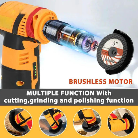 12V Cordless Brushless Angle Grinder With 2.0Ah Battery, Portable One Handed Power Tool For Metal And Wood Cutting, Grinding, And Polishing, Lightweight Handheld Grinder For Home DIY Projects, brushless motor cutaway, 3-inch disc