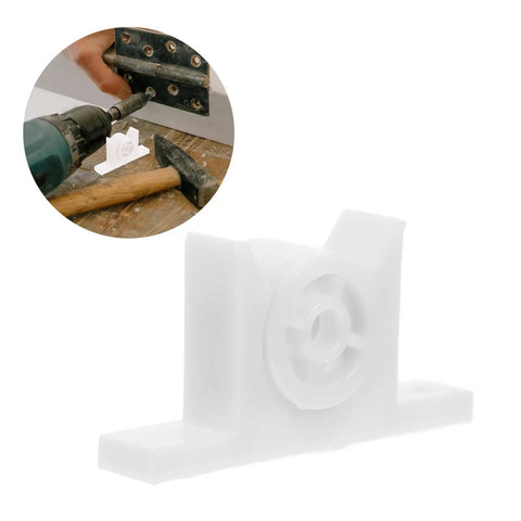 Double Roller Ball Catch Cabinet Door Latch with spring-loaded mechanism, white, installation close-up