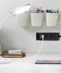 Mountable Power Strip With USB Ports And 2 AC Outlets, 6.56Ft Extension Cord on desk with phone charging, under lamp