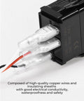 Close-up of wiring connectors on Whip Lights Rocker Switch With Wiring Harness Kit for 12V UTV ATV 10A Blade Fuse Battery Protection