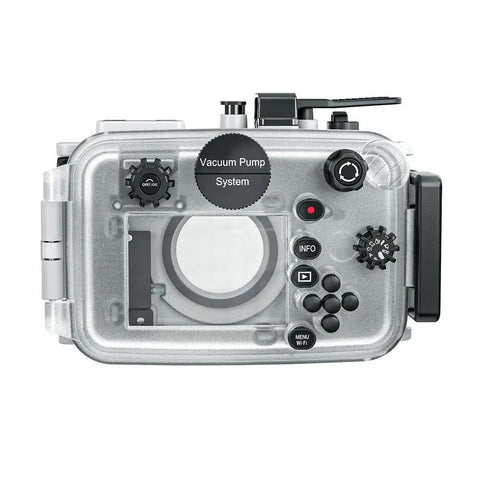 Underwater Housing For Olympus TG-7 With Red Filter, 60m Waterproof Case for Ocean Photography with button access visible